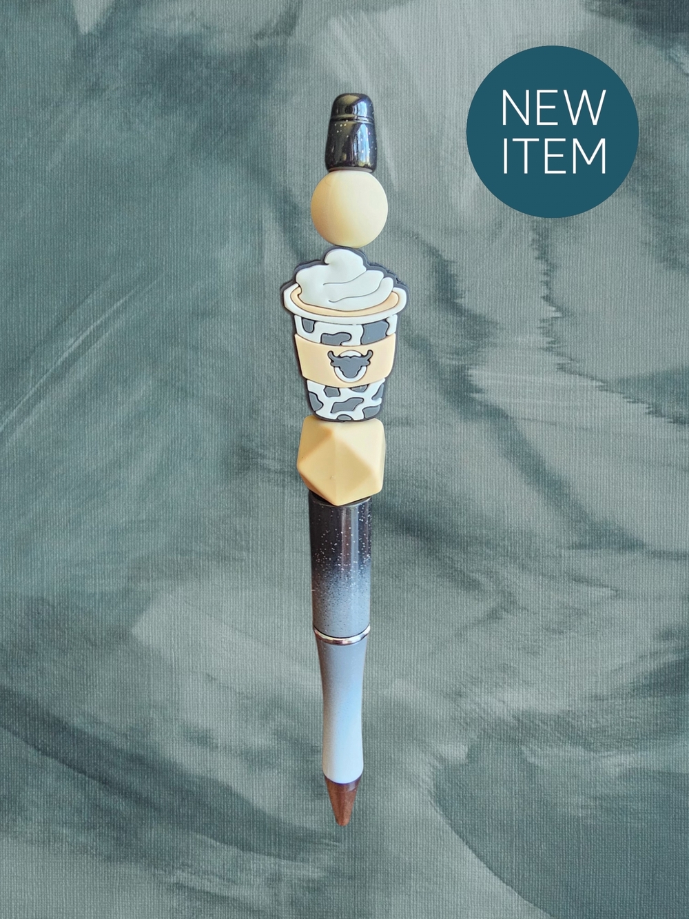 Cow Coffee Cup Beaded Pen